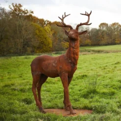 Life Size Cast Iron Majestic Stag Statue - Facing Right