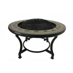 Tile Mosaic Grey Fire Bowl Table & BBQ