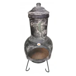Extra-Large Iguana Mexican Chimenea In Dark Grey