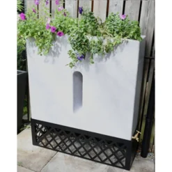 280L Slimline Water Butt Planter - White Marble