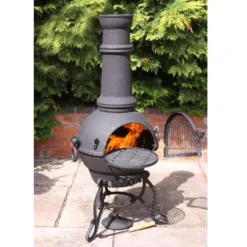 Toledo Large Cast Iron Chimenea In Black