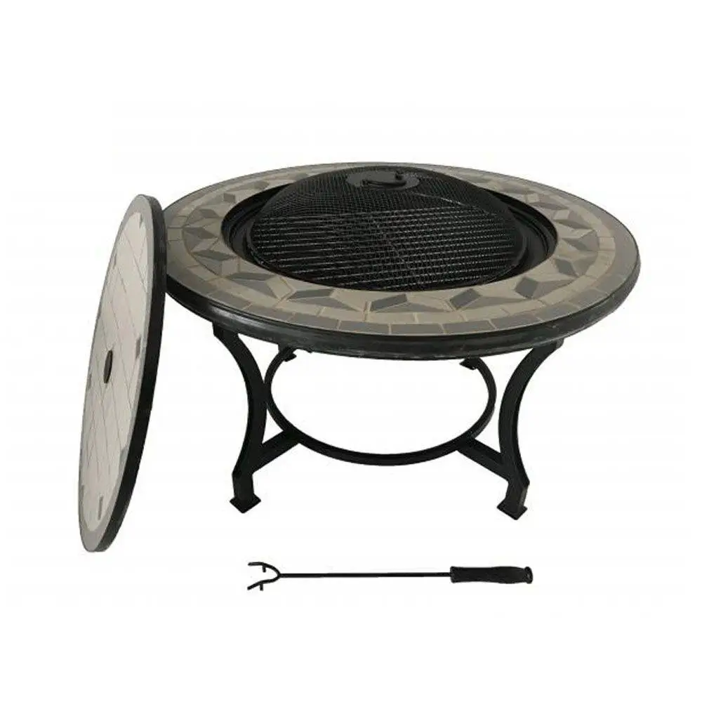 Tile Mosaic Grey Fire Bowl Table & BBQ 2 Tile Mosaic Grey Fire Bowl Table & BBQ - Image 2
