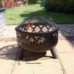 Deep-drawn Black Criss Cross Fire Bowl