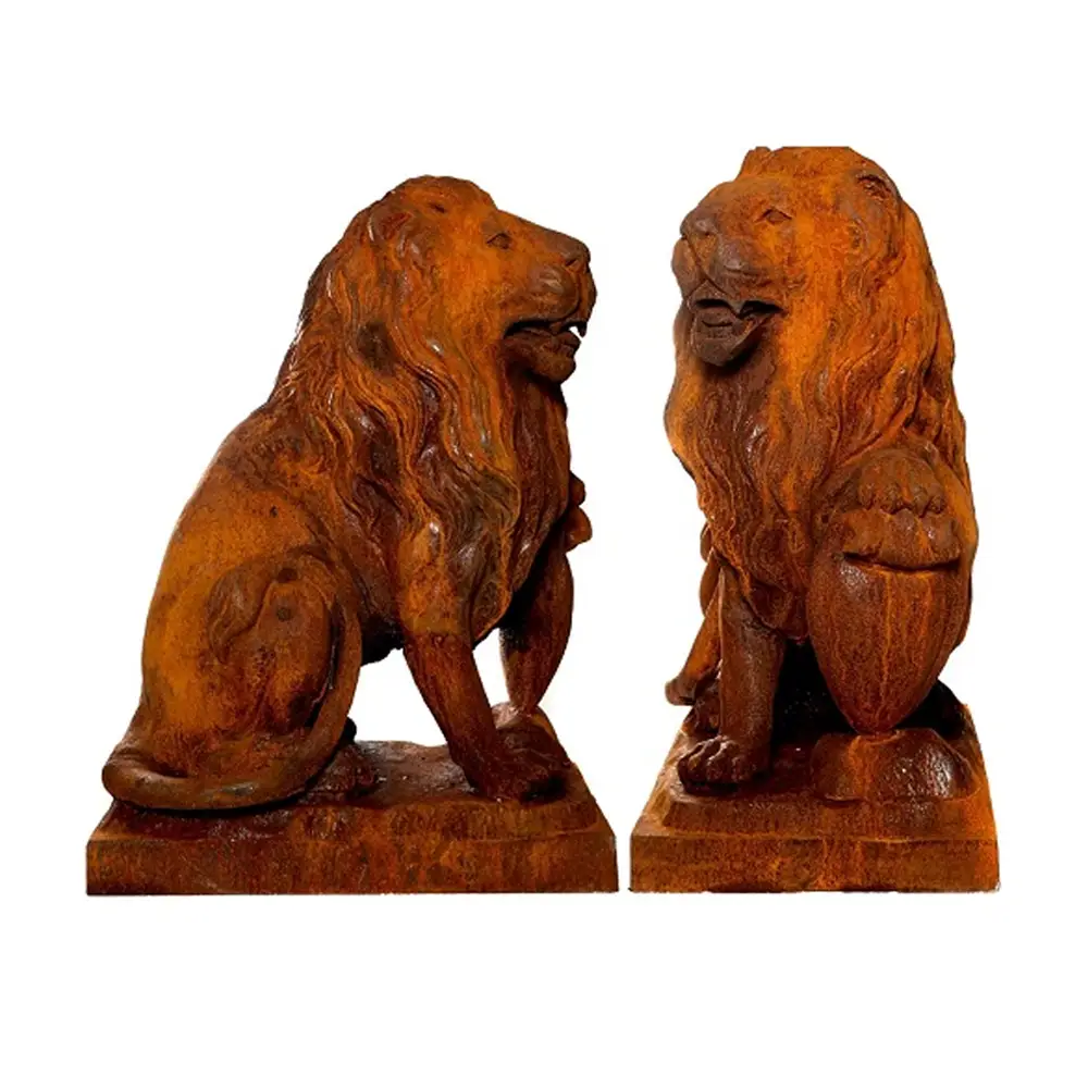 Cast Iron Lion Pair Of Statues 3 Cast Iron Lion Pair Of Statues - Image 3