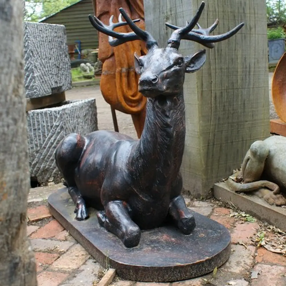 Cast Iron Bronze Kneeling Stag 1 Cast Iron Bronze Kneeling Stag