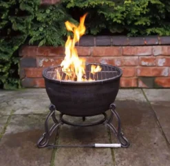 Elidir Cast Iron Fire Bowl + BBQ Grill