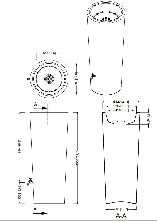 350L Opulent Colour 2 In 1 Water Tank With Planter - Tomato Red 6 350L Opulent Colour 2 In 1 Water Tank With Planter - Tomato Red - Image 6