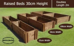 30cm High Double Raised Beds - Blackdown Range - 100cm Wide