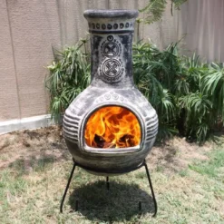 Azteca XL Mexican Chimenea In Anthracite Rustic