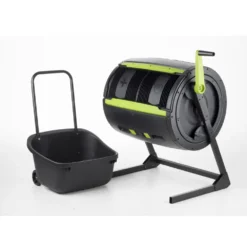 Maze 245 Litre Compost Tumbler + 55 Litre Composting Cart Set -Garden Hearth 4 1 png