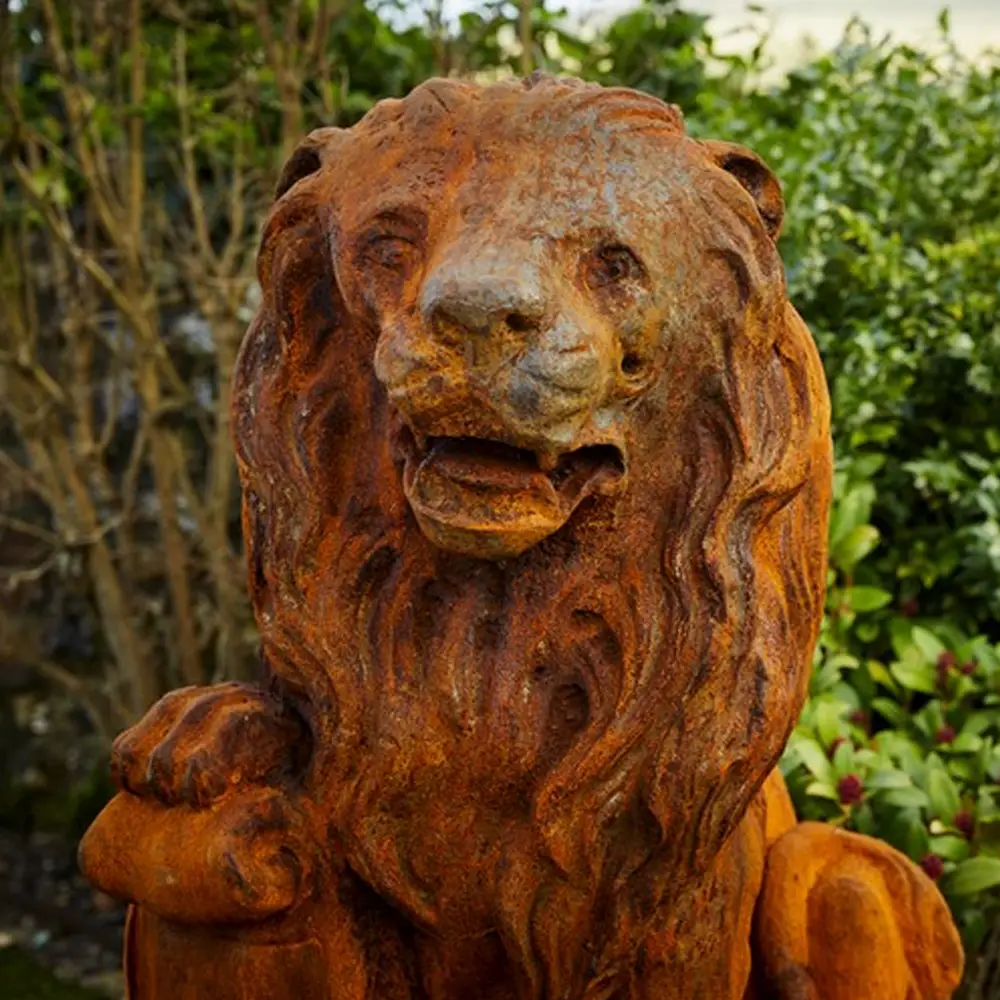 Cast Iron Lion Pair Of Statues 2 Cast Iron Lion Pair Of Statues - Image 2