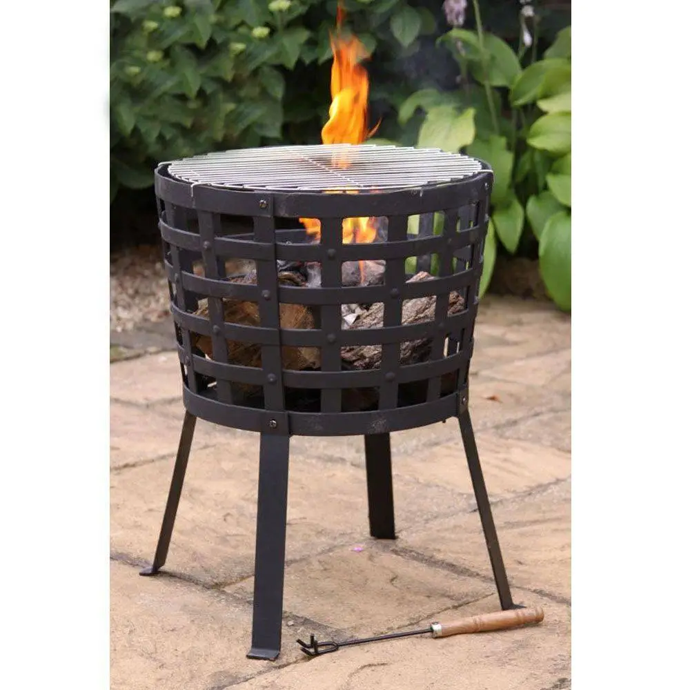 Aragon Cast Iron Fire Basket With Grill 1 Aragon Cast Iron Fire Basket With Grill