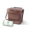 5ltr Brown Kitchen Caddy + 26 Pack Of Liners