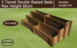 60cm High 3 Tiered Double Raised Beds - Blackdown Range - 100cm Wide