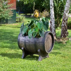 Roto Salsa Barrel Planter Wood Effect - 50cm - Medium