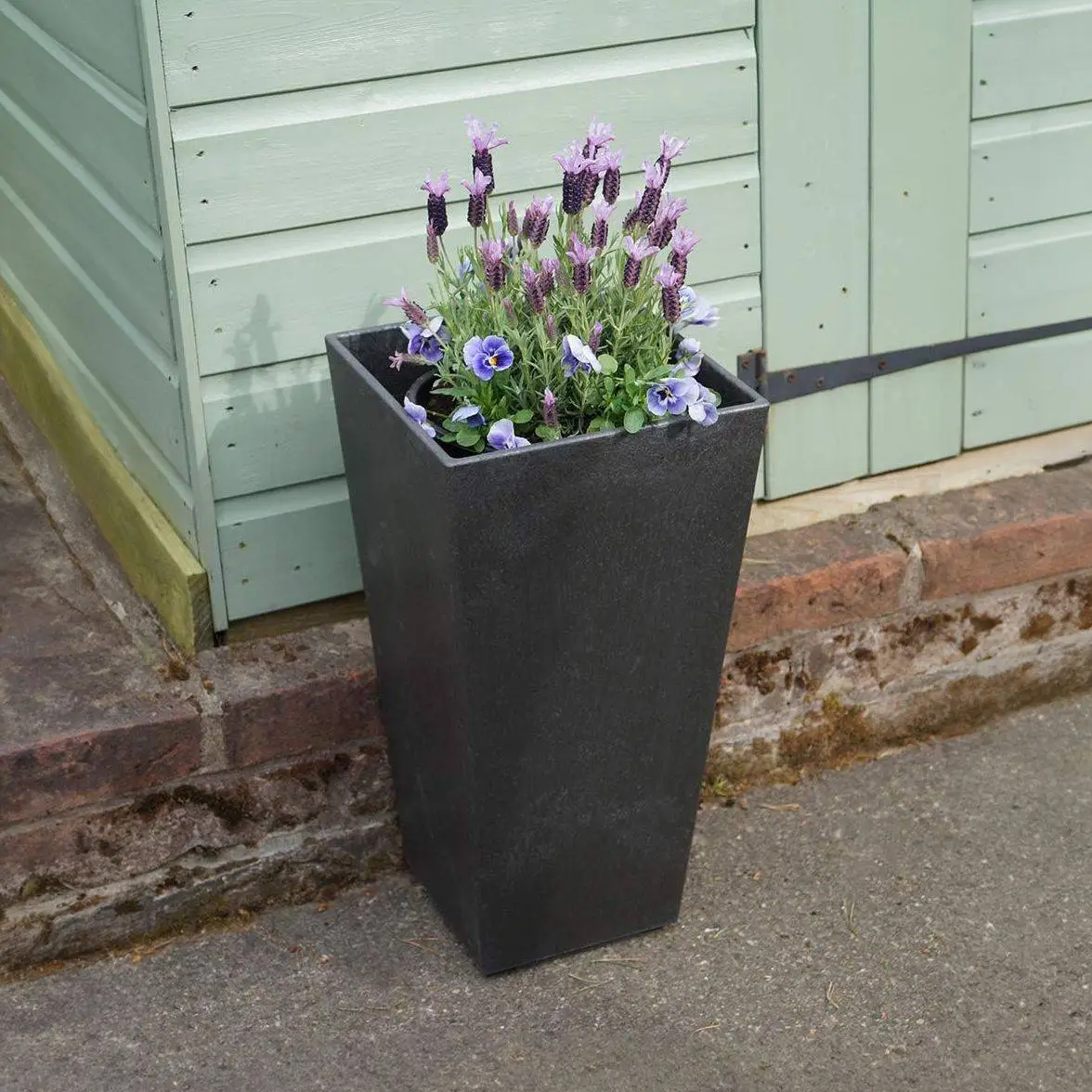 50cm Sonata Self Watering Recycled Rubber Plant Pot Slate 1 50cm Sonata Self Watering Recycled Rubber Plant Pot Slate