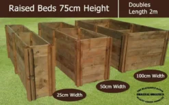 75cm High Double Raised Beds - Blackdown Range - 100cm Wide