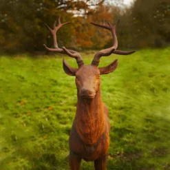 Life Size Cast Iron Majestic Stag Statue - Facing Straight