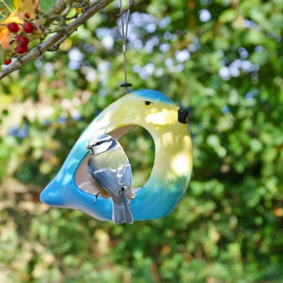 Ceramic Blue Tit Bird Feeder 2 Ceramic Blue Tit Bird Feeder - Image 2