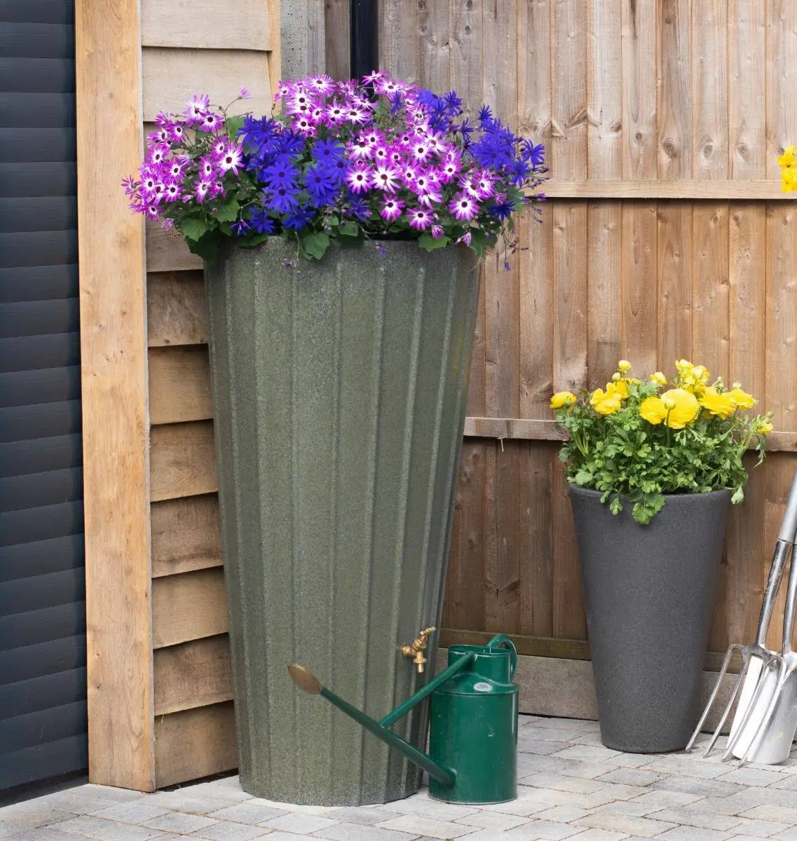 200 Litre Cosmo Water Butt Planter - Green Marble 1 200 Litre Cosmo Water Butt Planter - Green Marble