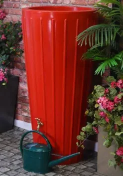 200 Litre Cosmo Water Butt Planter - Red -Garden Hearth cosmored waterbutt jpg