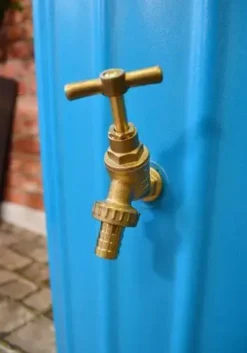 200 Litre Cosmo Water Butt Planter - Sky Blue -Garden Hearth cosmosky tap jpg