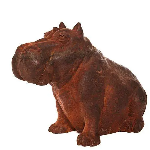 Mini Happy Hippo Cast Iron Statue 2 Mini Happy Hippo Cast Iron Statue - Image 2