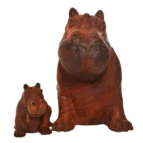 Mini Happy Hippo Cast Iron Statue 4 Mini Happy Hippo Cast Iron Statue - Image 4