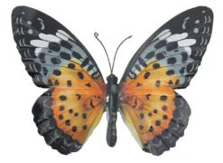 Large Metal Butterfly Orange And Black Garden Ornament