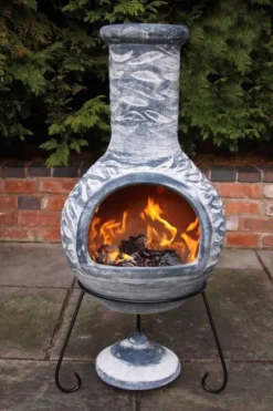 Olas XL Mexican Chimenea In Bluey Grey