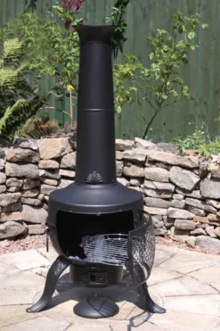 Large Steel Tia Chimenea Inc BBQ Grill 6 Large Steel Tia Chimenea Inc BBQ Grill -Garden Hearth prod steelchi 7 bl 5 jpg