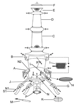 Large Tia Chimenea In Bronze Inc BBQ Grill -Garden Hearth prod steelchi 7 br assembly jpg