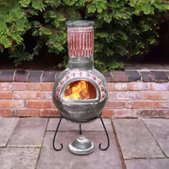 Large Plumas Mexican Chimenea In Green