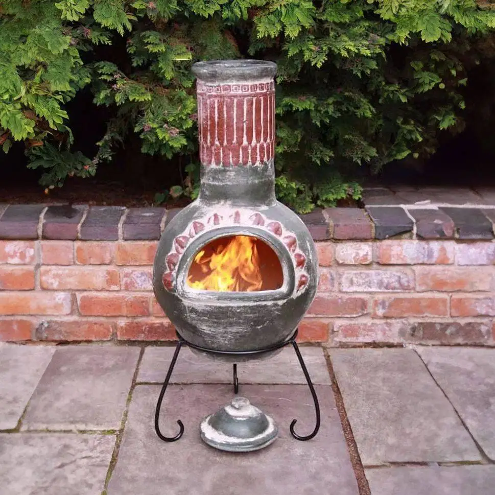 Large Plumas Mexican Chimenea In Green 1 Large Plumas Mexican Chimenea In Green