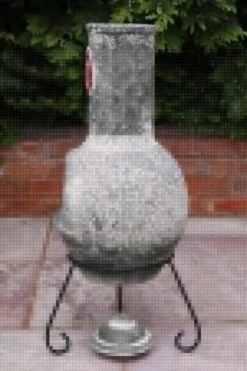 Cruz Large Mexican Chimenea In Green With Red Motive -Garden Hearth product3051 jpg