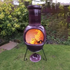 Asteria Extra-large Grazed Purple Chimenea Made Of Chimalin AFC