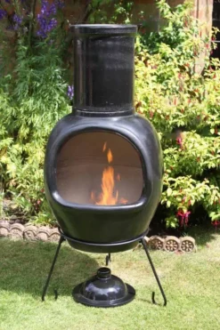 Asteria XL Glazed Black Chimalin AFC Chimenea