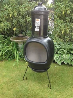 Asteria XL Glazed Black Chimalin AFC Chimenea -Garden Hearth product4272 jpg