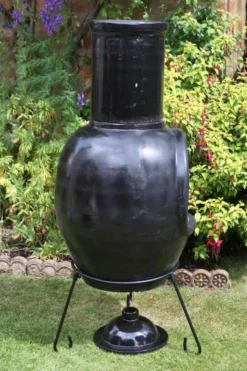 Asteria XL Glazed Black Chimalin AFC Chimenea -Garden Hearth product4273 jpg