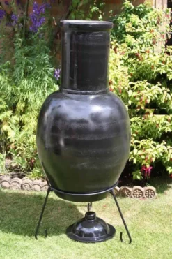 Asteria XL Glazed Black Chimalin AFC Chimenea -Garden Hearth product4274 jpg