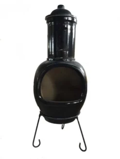 Asteria XL Glazed Black Chimalin AFC Chimenea -Garden Hearth product4276 jpg