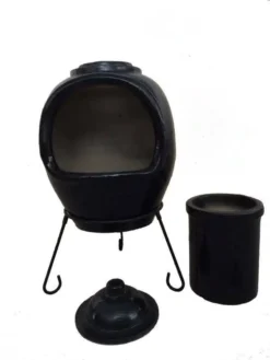 Asteria XL Glazed Black Chimalin AFC Chimenea -Garden Hearth product4278 jpg