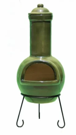 Sempra Large Chimalin AFC Chimenea In Glazed Green -Garden Hearth product4855 jpg