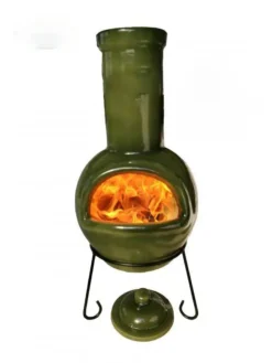 Sempra Large Chimalin AFC Chimenea In Glazed Green -Garden Hearth product5195 jpg