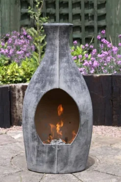 Large BOTELLA Mexican Chimenea In Charcoal Grey