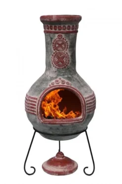 Azteca XL Mexican Chimenea In Green And Red 5 Azteca XL Mexican Chimenea In Green And Red -Garden Hearth product6806 jpg
