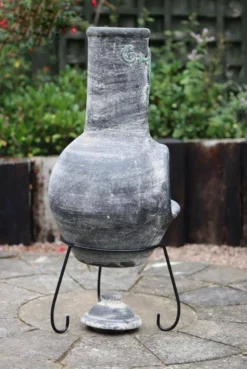 Medium Iguana Grey Mexican Chimenea -Garden Hearth product7382 jpg