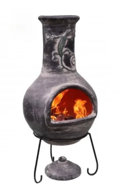 Extra-large Iguana Grey Mexican Chimenea -Garden Hearth product7384 1 jpg