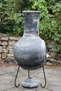 Medium Iguana Grey Mexican Chimenea -Garden Hearth product7387 jpg