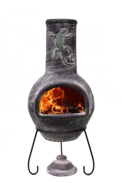 Medium Iguana Grey Mexican Chimenea -Garden Hearth product7387 png